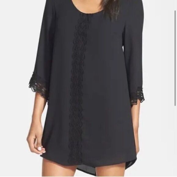 Astr the Label Mini Lace Trim Black Slip Dress Size Small - Picture 2 of 11